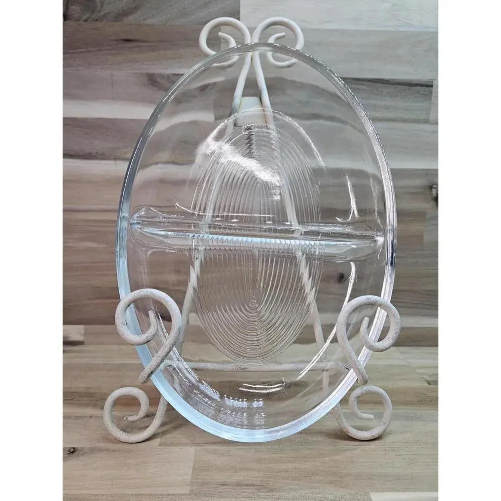 Vintage Glasbake J-558 Clear Glass Divided Oval Serving Dish - 10